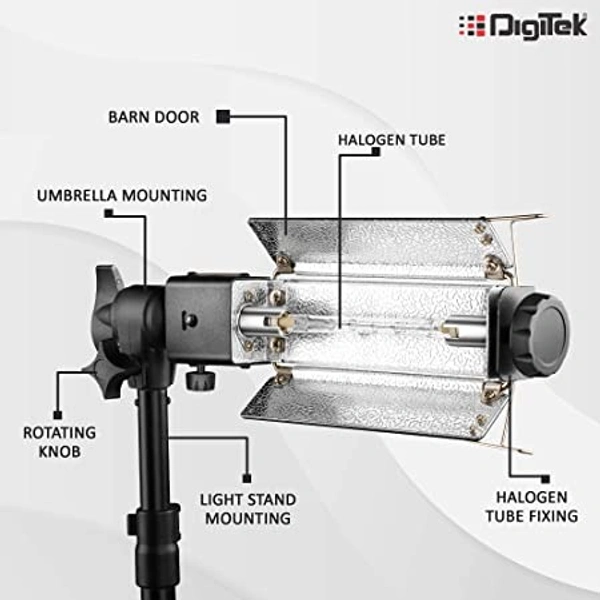 DIGITEK® Heavy-Duty Porta Kit (250cm In Height) With Pair Of Light Stands, Porta Lights Pair Of Umbrellas And Carry Bag For Studio Setup (Porta Kit 9FT L)