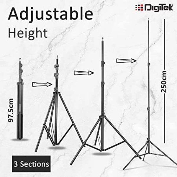 DIGITEK® Heavy-Duty Porta Kit (250cm In Height) With Pair Of Light Stands, Porta Lights Pair Of Umbrellas And Carry Bag For Studio Setup (Porta Kit 9FT L)