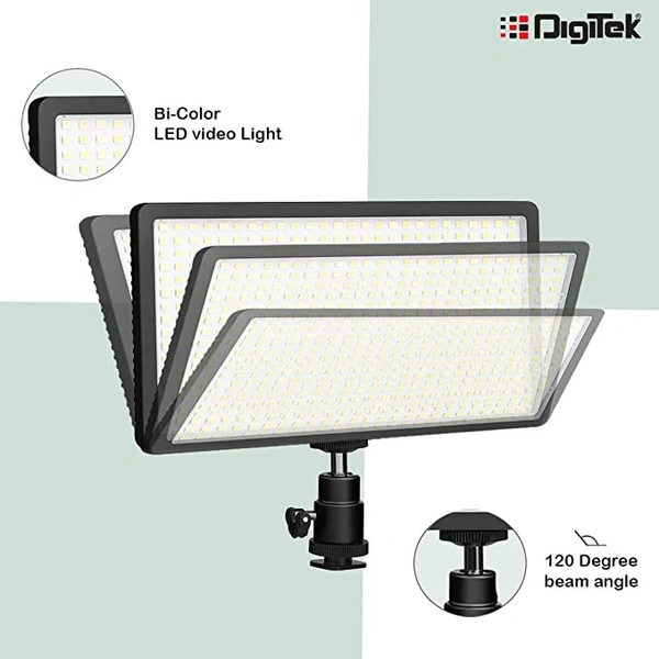 DIGITEK® LED D416 Professional Video Light & NP-750 Li-Ion Battery With Micro USB Charging | Dimmable 3200k -5600k | Compatible With Tripods, Monopods, Cameras, Table Stand & Camcorder | For YouTube Video , Product Photography, Makeup Shoot And More (LED D416 COMBO)