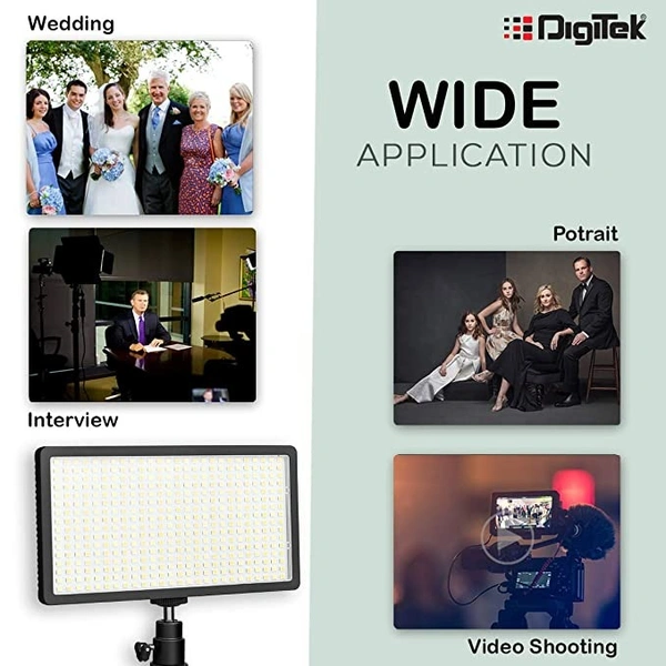 DIGITEK® LED D416 Professional Video Light & NP-750 Li-Ion Battery With Micro USB Charging | Dimmable 3200k -5600k | Compatible With Tripods, Monopods, Cameras, Table Stand & Camcorder | For YouTube Video , Product Photography, Makeup Shoot And More (LED D416 COMBO)