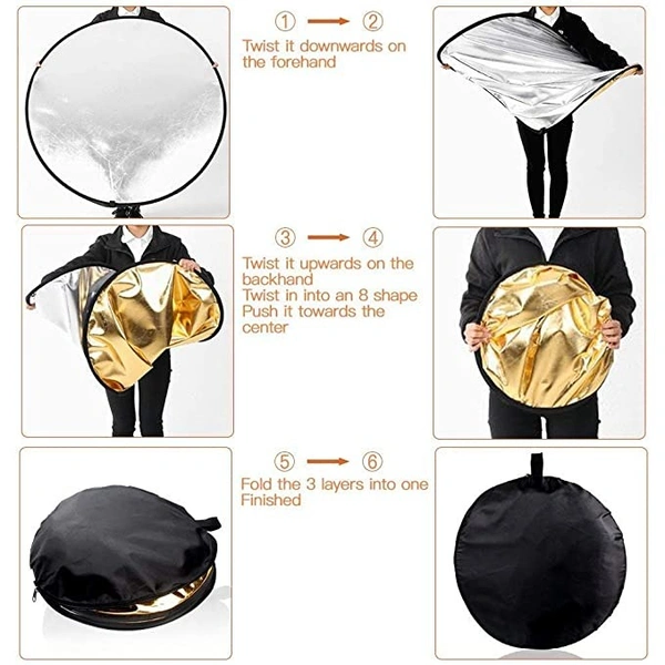 Powerpak 5-In-1 Collapsible Photo Light Reflector 42" (110 Cm) - 110 x 110 x 5.6 Centimeters, Multi Color