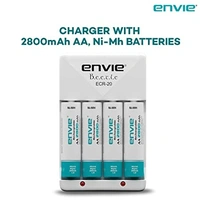 ENVIE® (ECR20+AA2800 4PL) Charger For AA & AAA Rechargeable Batteries - 9.3 x 6 x 5 Centimeters, White