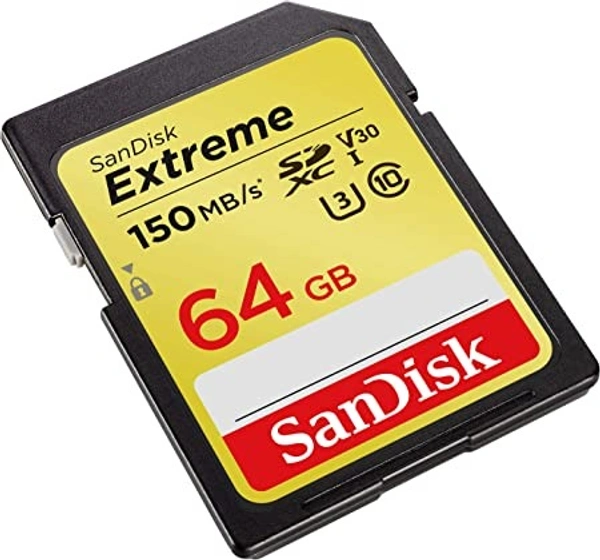 SanDisk Extreme SDXC, SDXVE 64GB, V30, U3, C10, UHS-I, 90MB/S R, 40MB/S W, For 4K Video