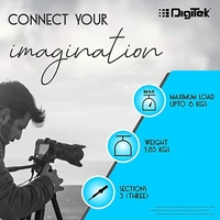 DIGITEK® (590 VD PRO) Tripod For DSLR & Video Cameras, Operating Height : 5.90 Feet, Maximum Load Upto: 3 Kg, Lightweight & Sturdy Tripod With 2 Way Adjustable Head