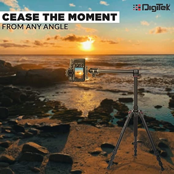 Digitek DTR 520 BH (60 Inch) Professional Aluminum Tripod Cum Monopod With Swivel Pan Head, For DSLR Camera | Maximum Operating Height: 4.95 Feet | Maximum Load Upto: 7kgs (Black) (DTR 520 BH) - 1510mm (4.95 ft)
