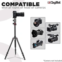 Digitek DTR 520 BH (60 Inch) Professional Aluminum Tripod Cum Monopod With Swivel Pan Head, For DSLR Camera | Maximum Operating Height: 4.95 Feet | Maximum Load Upto: 7kgs (Black) (DTR 520 BH) - 1510mm (4.95 ft)