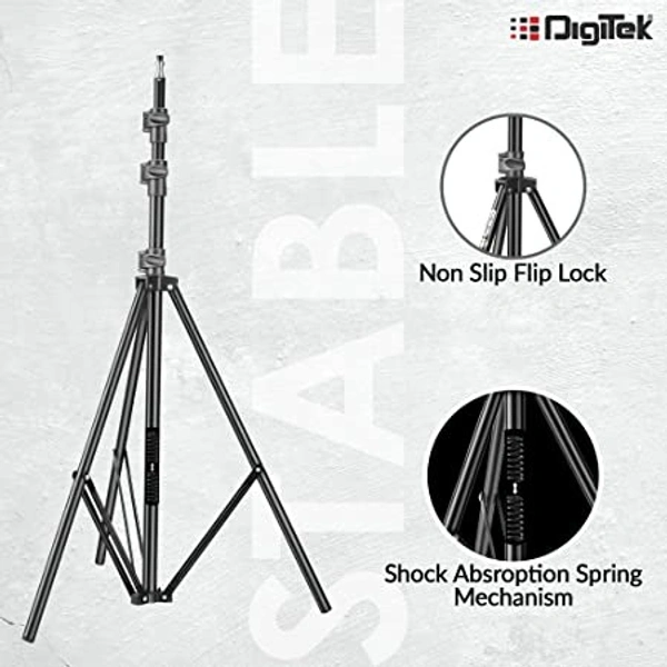 DIGITEK® (DLS-9FT) Lightweight & Portable Aluminum Alloy Light Stand For Ring Light, Reflector, Flash Units, Diffuser, Portrait, Softbox, Studio Lighting & More Ideal For Outdoor & Indoor Shoots - DLS-9FEET