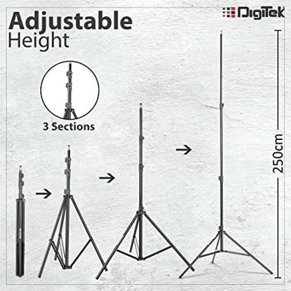 DIGITEK® (DLS-9FT) Lightweight & Portable Aluminum Alloy Light Stand For Ring Light, Reflector, Flash Units, Diffuser, Portrait, Softbox, Studio Lighting & More Ideal For Outdoor & Indoor Shoots - DLS-9FEET