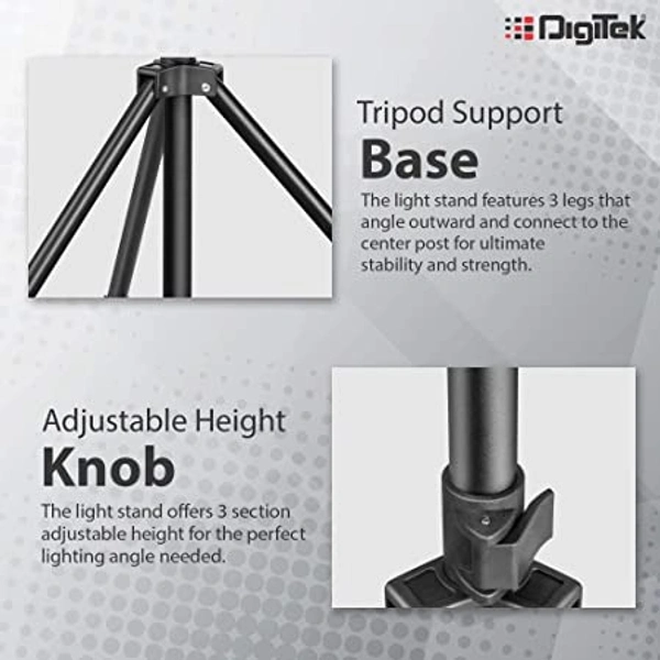 DIGITEK® (DLS-9FT) Lightweight & Portable Aluminum Alloy Light Stand For Ring Light, Reflector, Flash Units, Diffuser, Portrait, Softbox, Studio Lighting & More Ideal For Outdoor & Indoor Shoots - DLS-9FEET