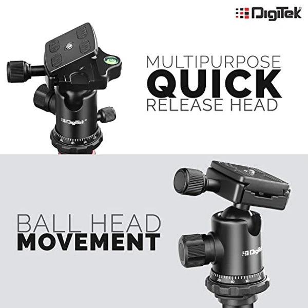 DIGITEK® (DTR-500BH) (152 Cm) Professional Aluminum Tripod Cum Monopod, With Swivel Pan Head, Maximum Operating Height : 1510 Mm, Maximum Load Upto: 7kgs (Black) - 152 Cm