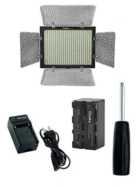 Osaka Bi-Color Dimmable LED Video Light OS 300 Mark III with Battery and Charger for All DSLR and Video Cameras and YouTube Video Shooting - 1.1 LED300-BATT750-CHRGR