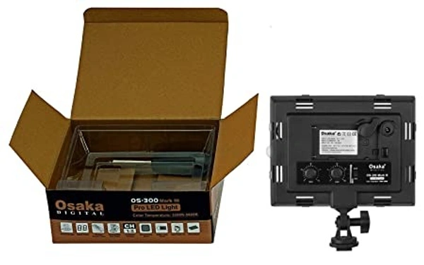 Osaka Bi-Color Dimmable LED Video Light OS 300 Mark III with Battery and Charger for All DSLR and Video Cameras and YouTube Video Shooting - 1.1 LED300-BATT750-CHRGR