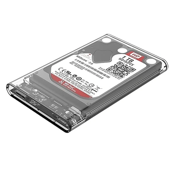 Orico 2.5 inch SSD Sata Hard Disk External Portable Case Cover USB3.0, 2139U3-CR (Transparent) - Transparent