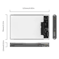 Orico 2.5 inch SSD Sata Hard Disk External Portable Case Cover USB3.0, 2139U3-CR (Transparent) - Transparent