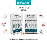 Envie Beetle Charger with Envie 4xAA Ni-Cd 1000 Mah Batteries - 9.3 x 6 x 5 Centimeters, Item Weight	200 Grams