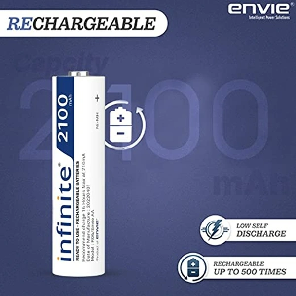 Envie AA 2100 2PL Infinite Rechargeable Battery for Remote Controls, Electronic Toys, Cameras, Flashlights and Others