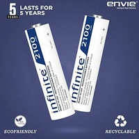 Envie AA 2100 2PL Infinite Rechargeable Battery for Remote Controls, Electronic Toys, Cameras, Flashlights and Others