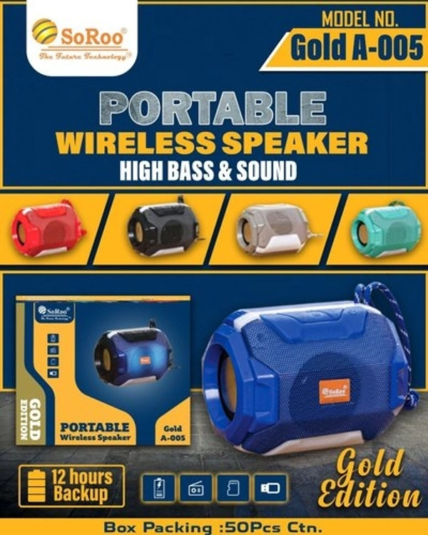 GOLD A-005 WIRELESS SPEAKER  - Red Blue 