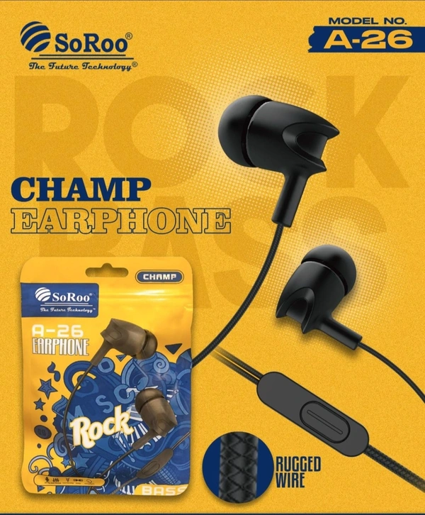 A-26 CHAMP EARPHONES  - Black , Rock Music 