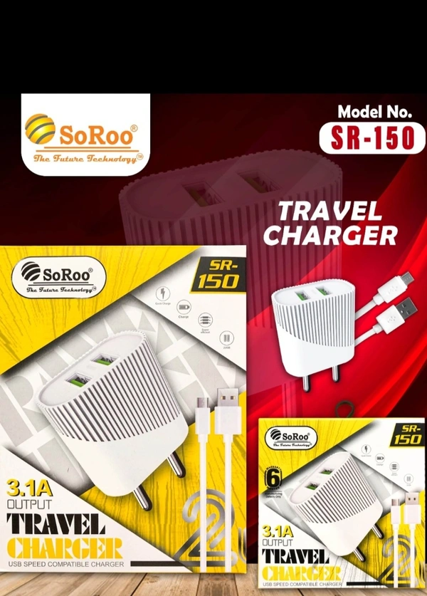 SR-150 TRAVEL CHARGER ( 3.1A ) 2USB PORT - White