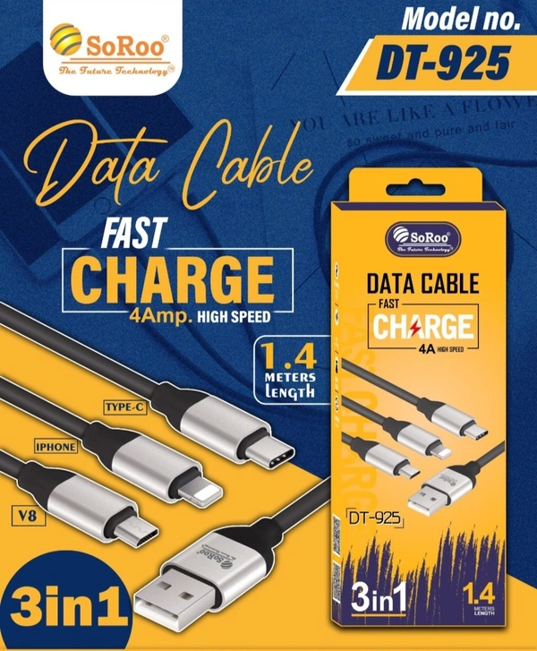 DT-925 DATA CABLE METAL ( FAST CHARG 4 AMP Hight Speed ) - 1.4 M