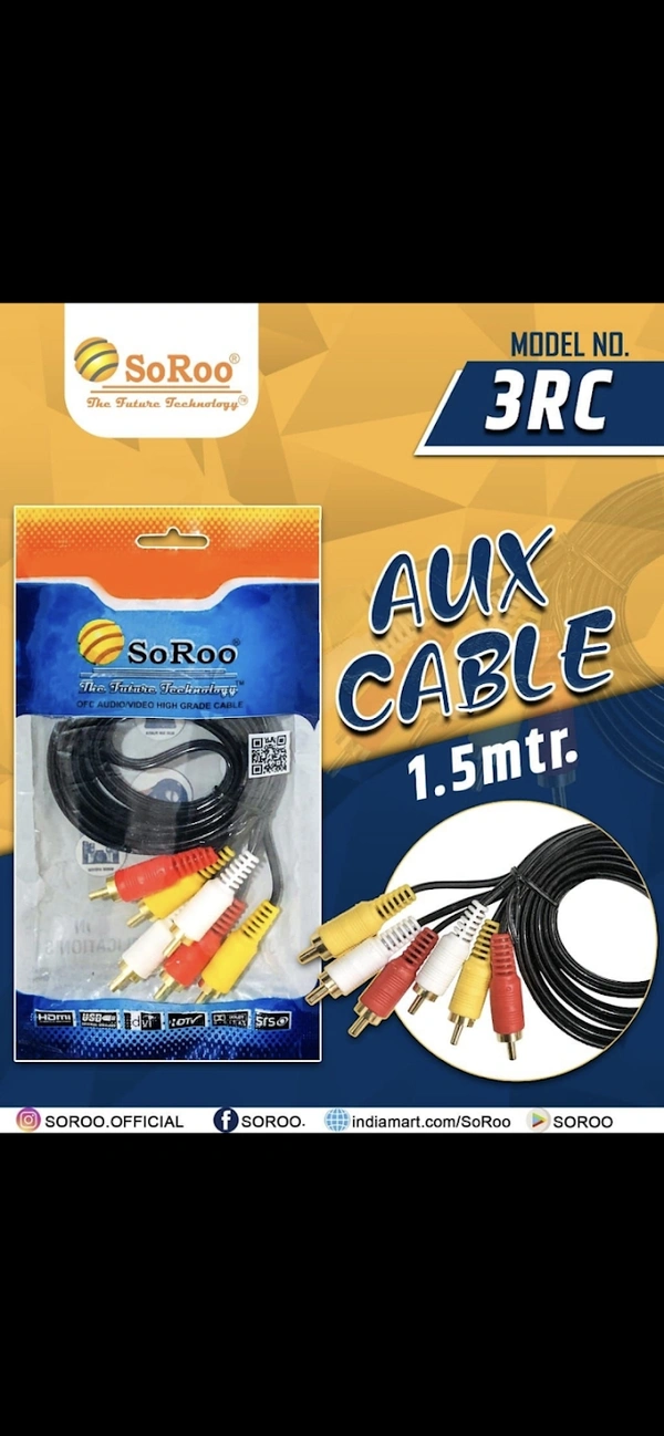 3 RC AUX CABLE  - 1.5 MTR.