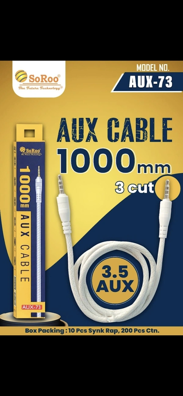 AUX-73 CABLE ( 3.5 AUX )  - White, 1 MTR.