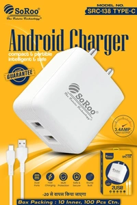 SRC-138 Type - C ( 2 USB Charger ) 3.4 AMP - White