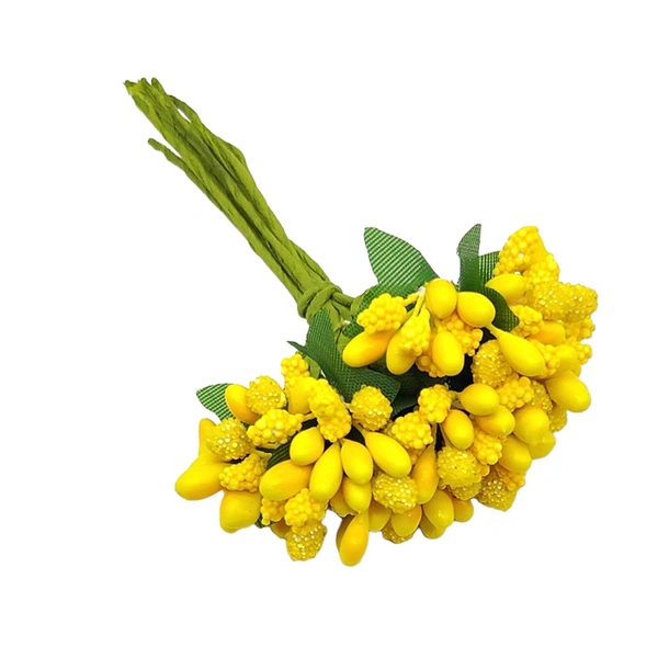 CraftParty Yellow Artificial Pollen Flowers For Tiara Making,Decoration Hampers & Jewelry Making