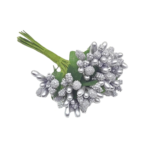 CraftParty Silver Artificial Pollen Flowers For Tiara Making,Decoration Hampers & Jewelry Making