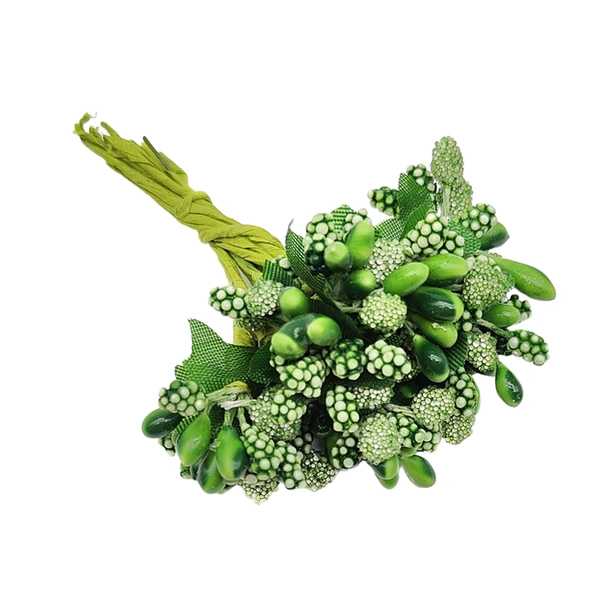 CraftParty Dark green Artificial Pollen Flowers For Tiara Making,Decoration Hampers & Jewelry Making