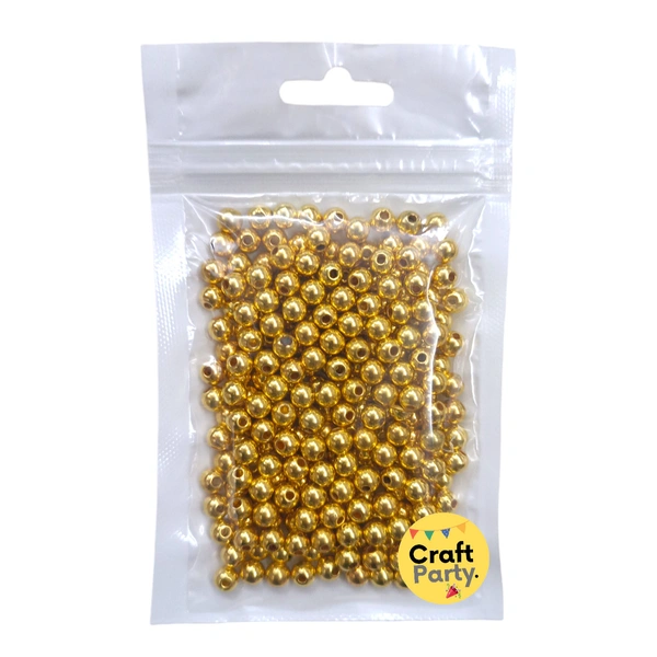 100+ Pieces 6mm shining golden beads round with hole