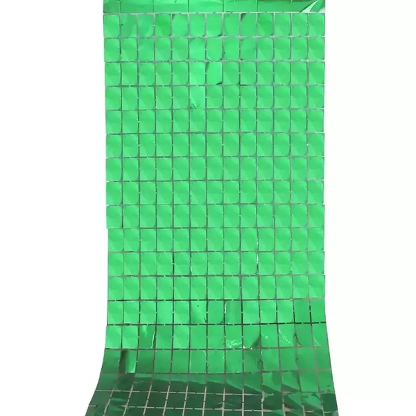 1pc - 3x6ft size - Square green Foil Curtain - Premium Shine	
