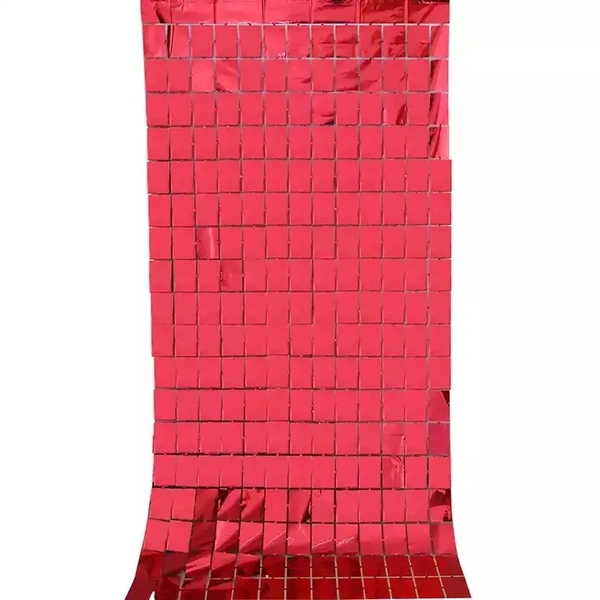 1pc - 3x6ft size - Square Red Foil Curtain - Premium Shine	