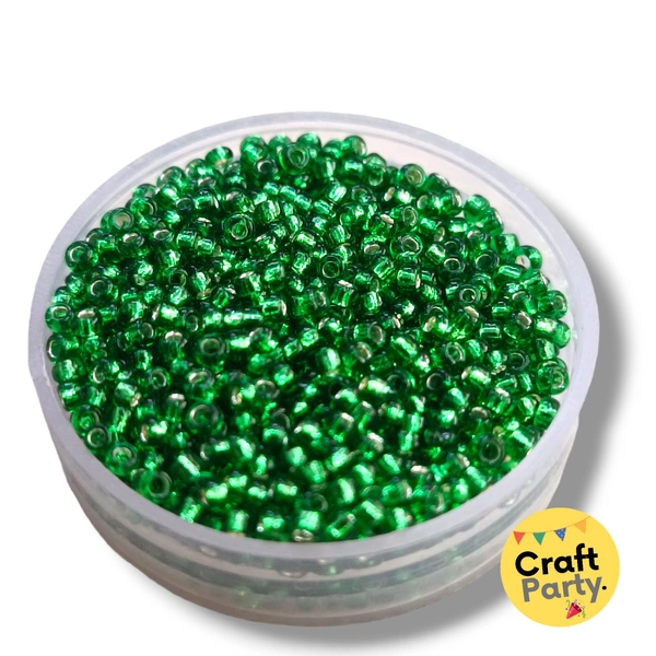 Small Dark Green Glass Seed Beads for Crafting 