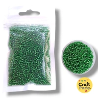 Small Dark Green Glass Seed Beads for Crafting 