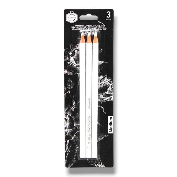 White Charcoal Pencil Set of 3 for Sketching, Drawing and Other Artistic Work