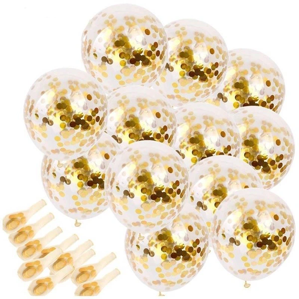12inch Confetti Latex Balloon - Golden - 5pcs pack