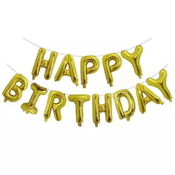 16 inch Happy Birthday Foil Balloon - Golden