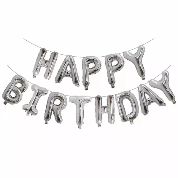 16 inch Happy Birthday Foil Balloon - Silver