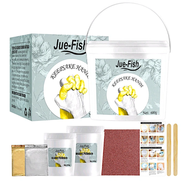 JUE-Fish Hand Casting Kit - 3D Handmade Mini Handprints Footprints Model Powder Gifts Mold DIY Hand Foot Casting Kit Clone Powder Set (600g)