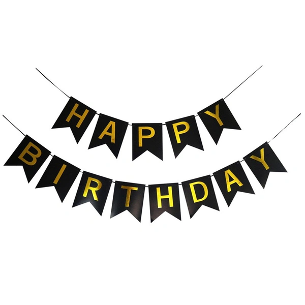 Classic Happy Birthday Banner - Black