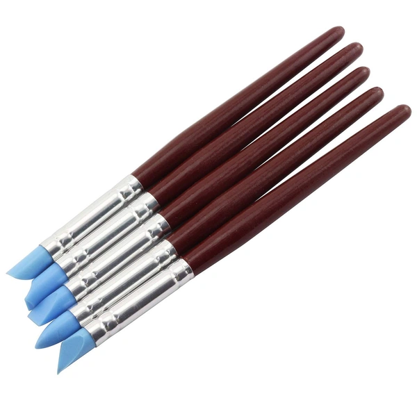5pcs/set DIY Soft Pottery Clay Tools Sculpting Tools Cake Oils Engraving Rubber Craft Pen Brush Polymer Modelling Shaper