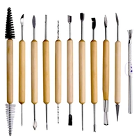 1set Soft Clay Sculpture Pottery Tool DIY Handmade Carving Knife Set With Wooden Handle Ceramics Modeling Graving Tools
