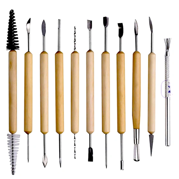 1set Soft Clay Sculpture Pottery Tool DIY Handmade Carving Knife Set With Wooden Handle Ceramics Modeling Graving Tools
