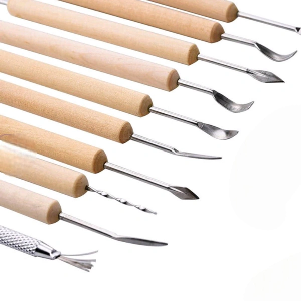 1set Soft Clay Sculpture Pottery Tool DIY Handmade Carving Knife Set With Wooden Handle Ceramics Modeling Graving Tools