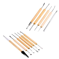 1set Soft Clay Sculpture Pottery Tool DIY Handmade Carving Knife Set With Wooden Handle Ceramics Modeling Graving Tools