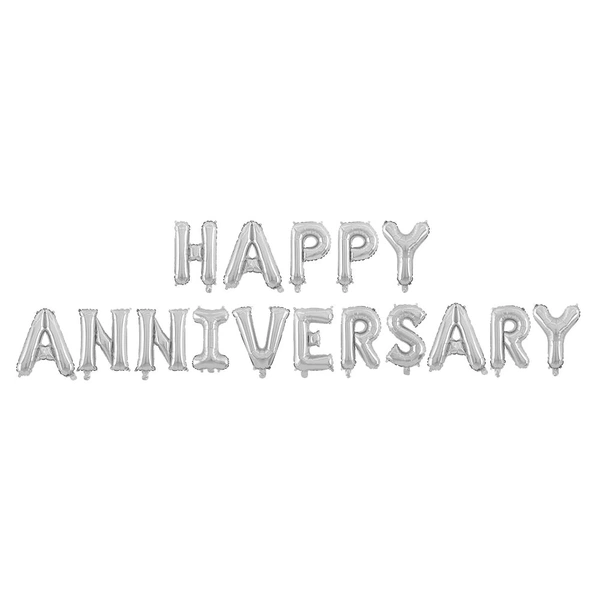 Happy Anniversary foil balloon - Choose any color - Silver