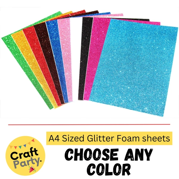 2pc CraftParty Self Adhesive Sticky A4 Size Glitter Sparkles Foam Sheet With Sticky Back - Choose Your Color - Mix Colors(Pack of 10pcs)