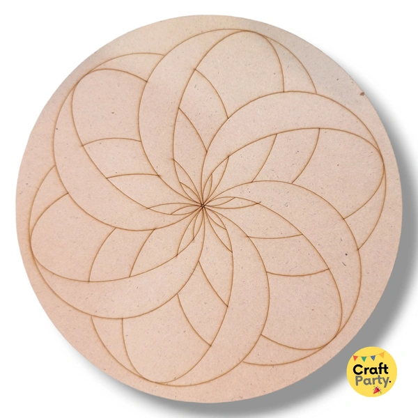 10 inch Round Designed MDF engraved cutout 3mm thickness for mandala art, lippan art